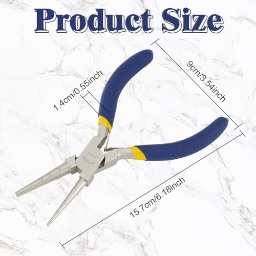 BENECREAT Wire Looping Pliers with Non-Slip Handle, Precision Round Nose Pliers (2~8mm Loops) for Beading Jewelry Making and Wire Forming