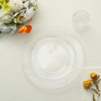 8" Salad Plates - Set of 10 - Plastic Clear Round Disposable Dessert Appetizer Plate Beaded Rim, Ideal for Dinner Party Wedding Bulk Events - color: Clear, size: 8" Salad Plate, 10 Pack