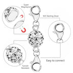 925 Sterling Silver Magnetic Necklace Clasps and Closures Ball Sterling Silver Magnetic Jewelry Clasps for Necklaces Bracelet Disco Ball Clasp - color: E-Silver