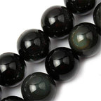 GEM-Inside Natural 18mm Black Obsidian Gemstone Loose Beads Round Energy Power Beads for Jewelry Making 15" - color: Black Obsidian, size: 18mm