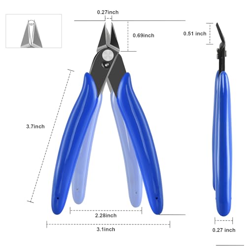 5 Inch Micro Flush Cutter, 5Pack Small Wire Cutters Spring Loaded Cutting Pliers, Wire Cutters for Jewelry Making, Soft Copper Wire, Floral, Electronics, Model Craft, Heating Wire, 3D Print - color: 5 Pack