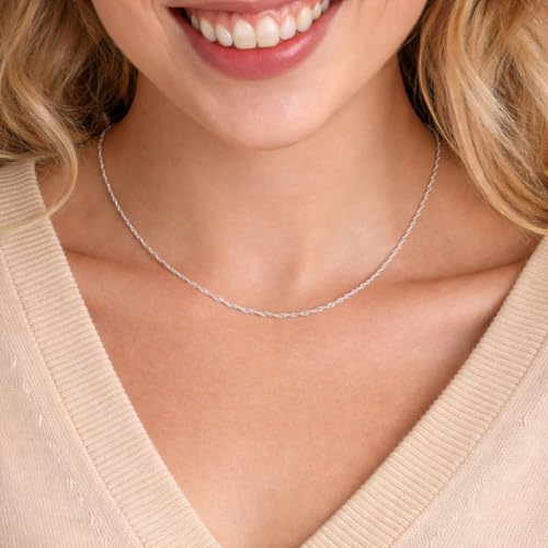 KEZEF 18k Gold Plated 925 Sterling Silver Unisex 14"-36" Singapore Chain Necklace - color: Sterling Silver, size: 22 Inch