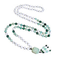 108 Mala Beads Genuine Semi-Precious Gemstone Hand Knotted 8MM Prayer Beads Long Multicolor Necklace 40 Inches - style: peace