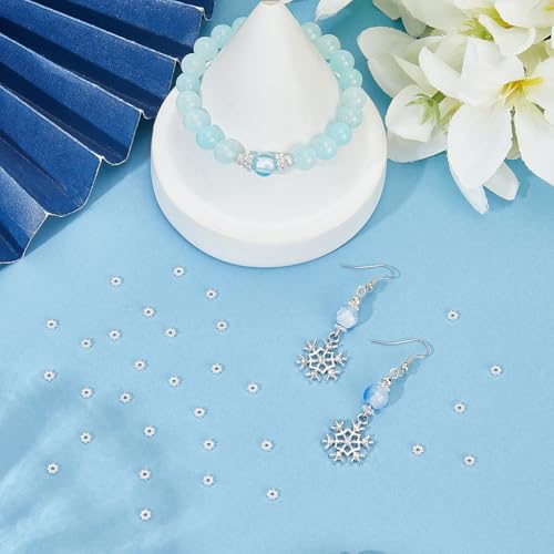 Beebeecraft 1 Box 80Pcs Flower Spacer Beads 925 Sterling Silver Plated 304 Stainless Steel 4mm Daisy Spacer Beads for Bracelet Necklace Earring Jewelry Making - color: Silver, size: 4mm