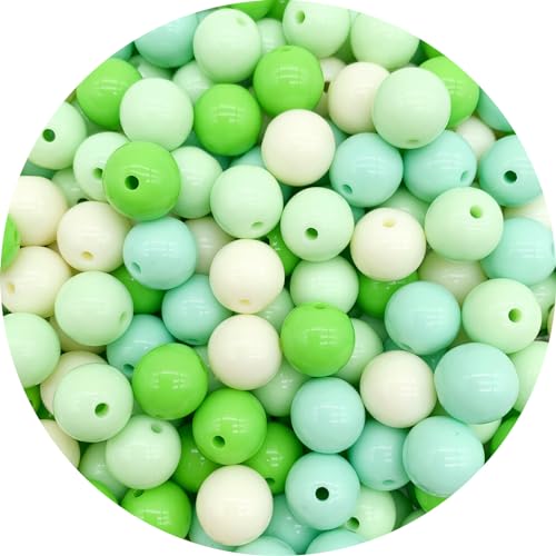 1000PCs 6mm Mixed Color Acrylic Round Beads, Assorted Plastic Gumball Bubble Gum Beads with Hole Pastel Loose Beads Bulk for Jewelry DIY Making Crafting Supplies (Green Series) - color: Green Series, size: 6MM