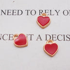 200 pcs Tiny Heart Enamel Charm Gold Plated Alloy Love Pendant Bracelet Earring Keychain Jewelry Crafts 6x8mm - color: Red