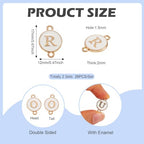 KISSITTY Flat Round with Alphabet Connector Charms Alloy Enamel Letter Links Connectors for DIY Bracelet Earring Jewelry Making - color: White