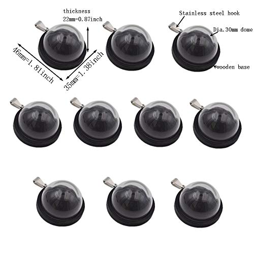 10-Piece Glass Dome Pendant Set with Wooden Base and Hollow Glass Cabochons (30mm Dark Coffee) - size: 30mm Dome Dark Coffee