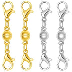 Magnetic Necklace Clasps and Closures, S925 Sterling Silver Magnetic Clasp Converter, Double Lobster Clasp Design (4pcs Gold Silver) - color: 4pcs gold silver