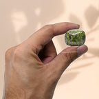 Amazing Gemstone Green Tourmaline with Matrix Crystal Tumbled Stones Polished Rocks - Natural Gem Stones for Healing - DIY Crystals for Protection (1 Piece) - color: Green Tourmaline with Matrix