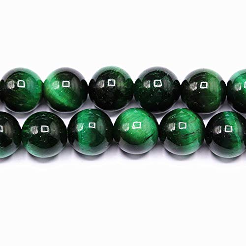Natural Gemstone Loose Beads Smooth Round Approxi 15 inch DIY Bracelet Necklace for Jewelry Making (8mm, Green Tiger Eye) - color: Green Tiger Eye, size: 8mm