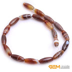 GEM-Inside Stripe Botswana Agate Gemstone Loose Beads Natural 8x20mm Bronw Olivary Crystal Energy Stone Power for Jewelry Making 15" - size: Brown-8X20mm