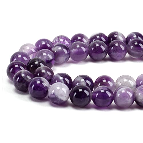 Cherry Tree Collection | 100PCS Gemstone Round Beads for Jewelry Making | Includes Storage Box, Elastic String, and Needles - color: dogtooth amethyst, size: 8mm