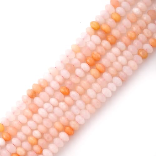 Faceted 4x6mm Natural Pink Aventurine Stone Rondelle Spacer Gemstone Beads Loose Semi Gemstone Beads for Jewelry Making - color: Pink Aventurine
