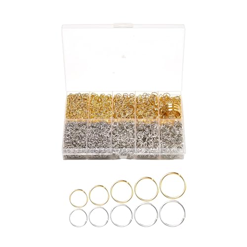 Jump Rings for Jewelry Making Supplies - 4600Pcs Silver and Gold with Open Close Tools - Assorted Sizes for Necklace Repair and Craft Projects Keychains DIY