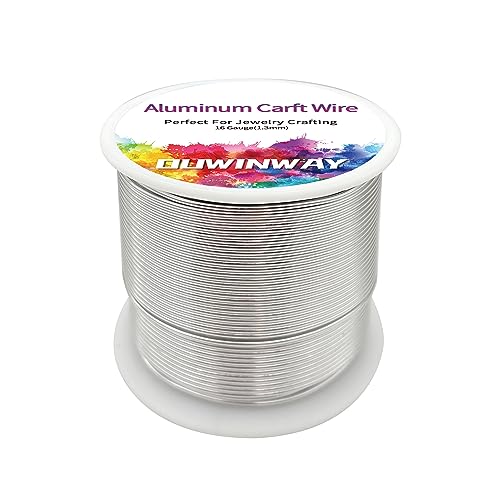 16Gauge Silver Aluminum Crafts Wire 154FT, for Jewelry Crafting, Gemstone Metal Coiling, Sculpting, Armature, Jewelry Making Beading Floral Soft DIY Metal Craft Art Wires Colored and Soft - color: SILVER, size: 16gauge