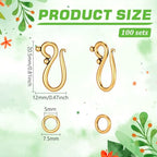 PH PandaHall 100 Sets Tibetan S Hook Clasp S Hook Ring Antique Golden Toggle Clasps Closure Metal Alloy Jewelry Clasps Connector for Necklace Bracelet DIY Jewelry Making, 20.5mm Long - color: Antique Golden