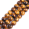 GEM-Inside Natural 10mm Tiger Eye Gemstone Loose Beads Round Crystal Energy Stone Power for Jewelry Making 15'' - color: Yellow Tiger Eye, size: 10mm