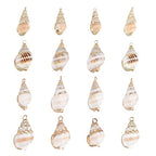 SUNNYCLUE 1 Box 16Pcs 4 Style Ocean Beach Spiral Seashells Craft Charms Connectors Pendant Conch Shells Charms with Plated Golden Loop Bail for Bracelet Necklace Making Craft Supplies - color: 1 Box 16pcs Conch Shell Charms
