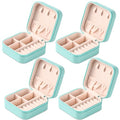 Neveika Mini Jewelry Box Leather Jewellery Ring Organizer Case Storage Gift Box Girls and Women (4pcs blue). - color: blue