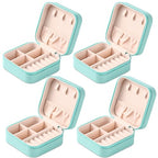Neveika Mini Jewelry Box Leather Jewellery Ring Organizer Case Storage Gift Box Girls and Women (4pcs blue). - color: blue