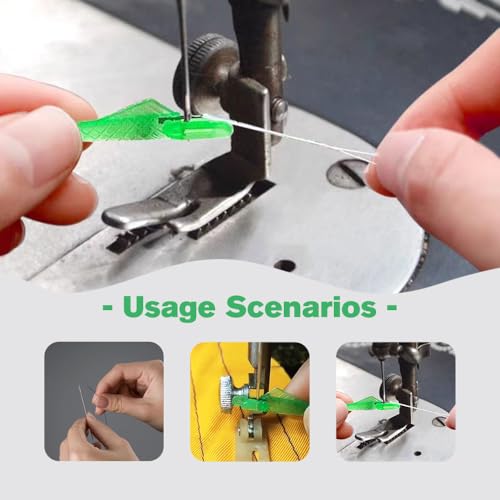 Fish Mouth Sewing Machine Needle Threader, 2024 Upgrade Quick Sewing Machine Loop Easy Selfthread Needle Threaders Tool, Automatic Sewing Needle Threader Simple Needle Threader (Green*10) - color: Green*10