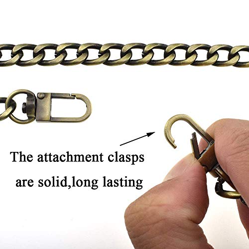 HAHIYO Purse Chain Strap 7.9 inches Bronze Shoulder Cross Body Sling Replacement Comfortable Flat 0.4' Wide 2.4mm Thick Metal 1 Pack - size: Bronze 7.9 inches