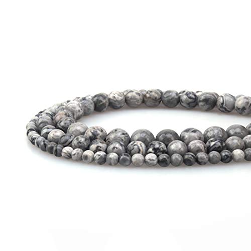 8mm Natural Map Stone Round Loose Stone Beads for Jewelry Making DIY Crafts Design 1 Strand 15" APPR.43-45pcs - color: Map Stone, size: 8mm