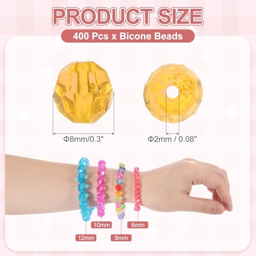 MECCANIXITY 400pcs Czech Faceted Bicone Beads 8mm Glass Spacer Bead Bulk for Jewelry Making & DIY Craft, Golden Yellow - color: Golden Yellow