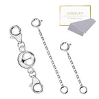 Necklace Extender Magnetic Necklace Clasps and Closures 14K Gold Plated 925 Sterling Silver Extension Magnetic Jewelry Clasps for Bracelet Extenders - color: B-Silver