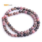 GEM-Inside 6mm Natural Stone Black Rhodonite Frosted Matte Unpolished Round Beads for Jewelry Making Strand 15 inch - color: Black Rhodonite, size: 6mm