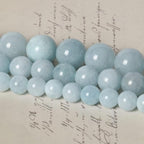 About 60pcs 6mm Natural Stone Beads Aquamarine Beads Crystal Gemstone for Jewelry Making, DIY Bracelet Necklace - color: Aquamarine, size: 6mm