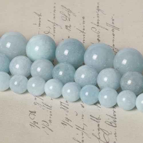 About 60pcs 6mm Natural Stone Beads Aquamarine Beads Crystal Gemstone for Jewelry Making, DIY Bracelet Necklace - color: Aquamarine, size: 6mm
