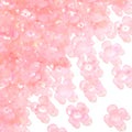 100pcs Cherry Blossom Beads, 5-Petal Acrylic Flower Beads, Mini Spacer Hair Accessories Halloween Christmas for Bracelets Earring Jewelry Making- Pink - color: Pink