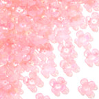 100pcs Cherry Blossom Beads, 5-Petal Acrylic Flower Beads, Mini Spacer Hair Accessories Halloween Christmas for Bracelets Earring Jewelry Making- Pink - color: Pink