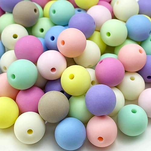 Jmassyang 40 Pieces 16mm Candy Color Acrylic Round Plastic Pastel Beads Assorted Candy Color Mix Rainbow Loose Beads Spacer for Jewelry Making Bracelets Necklaces DIY Crafts (Frosted Multicolor) - color: Frosted Multicolor, size: 16mm