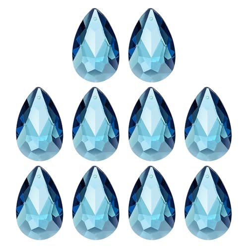 PATIKIL K9 Crystal Teardrop Pendants Oval Beads, 10 Pack 38mm Chandelier Prisms Parts Hanging Beads DIY Lamp for Arts Crafts Decoration, Sky Blue - color: Sky Blue