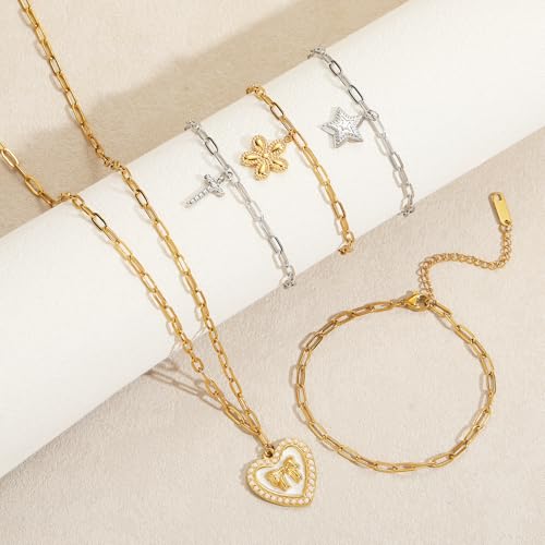 Swyabi 20 PCS Gold Plated Necklace Bracelet Chains Bulk Stainless Steel Paperclip Chain with Extender for Jewelry Making - color: 3x7.5mm Gold