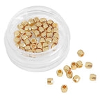 BEADIA 14K Gold Plated Faceted Spacer Beads 2.5x2.5mm 50pcs for Jewelry Making Findings Non Tarnish - color: 14K Gold, size: 2.5x2.5mm Faceted