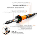 90W 110V LCD Soldering Iron, Soldering Iron Kit, 10-in-1 Soldering gun Tool, 5 Soldering Iron Tips, Solder Wire, Solder Paste, Adjustable Temperature Range 180-480°C - color: Digital Display