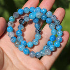 Natural Stone Beads 8mm Polished Round Smooth Gemstone Beads for Jewelry Making Supplies 15 Inch(45 Beads) (Blue-Black Dragon Pattern) - color: Blue-black dragon pattern-45pcs