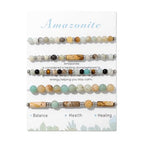5Pcs Crystal Bracelet for Women Spiritual Natural Stone Bracelet Set Stackable Beaded Bracelets Healing Crystal Bracelet Gemstone Bead Bracelet Beaded Stretch Bracelets for Women - style: Amazonite