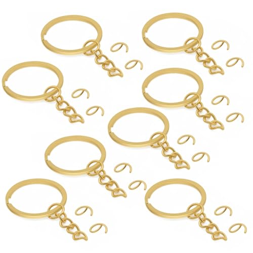 100Pcs Keychain Key Ring with Chain Bulk Split Key Chain,1.1 Inch Key Chains Parts with Open Jump Ring Connector for Jewelry Making Crafts (Gold) - color: 100Pcs Gold