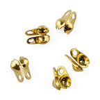 E-outstanding 200-Pack Clamshell Endcap Calottes Crimp End Cap Connector Clasp Fitting Ball Chain Calotte End Crimps Beads Connector Components for DIY Jewelry Making 3.2mm, Gold - color: Gold