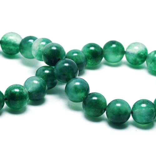 10mm Natural Stone Beads for Jewelry Making - Gemstone Round Loose Beads for Bracelets(35-38pcs, Moss Jade) - color: Moss Jade, size: 10mm