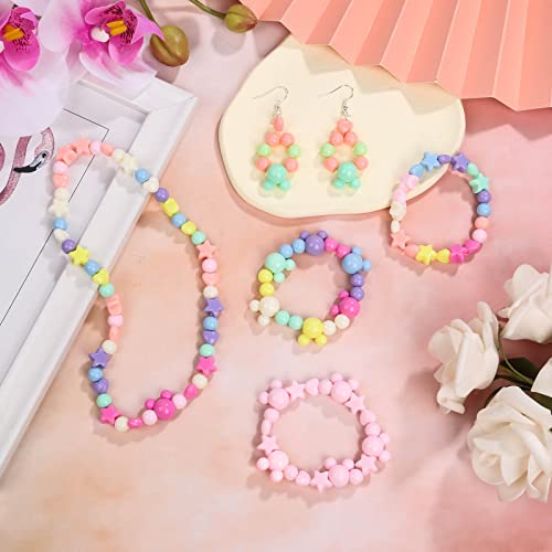 900Pcs Acrylic Pastel Beads, Shynek Colorful Plastic Candy Beads Include Heart Beads Star Beads Round Beads, Chunky Cute Beads for Bracelets Jewelry Making