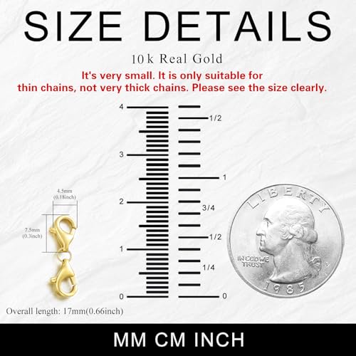 10K Gold Clasp Double Lobster Clasp Necklace Extender Clasp Bracelet Extension Connector for DIY Necklace Bracelet Jewelry Making(Style 5) - size: style 5