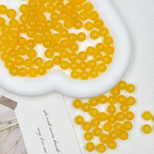 200pcs Glass Beads, 8mm Glass Beads for Barcelet and Jewelry Making DIY Crafts (Yellow) - color: Yellow