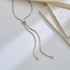Gold Silver Necklace for Women Y Chain Adjustable Gold Long Necklaces Fashion Dainty Jewelry - color: silver C