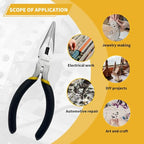 Mini Jewelry Pliers Set - 5 Inch Needle Nose & Flush Wire Cutters - Spring Loaded Precision Pliers for Jewelry Making, DIY Crafts, Model Building, Electronics - size: 5" Flush Cutter+5" Needle Nose